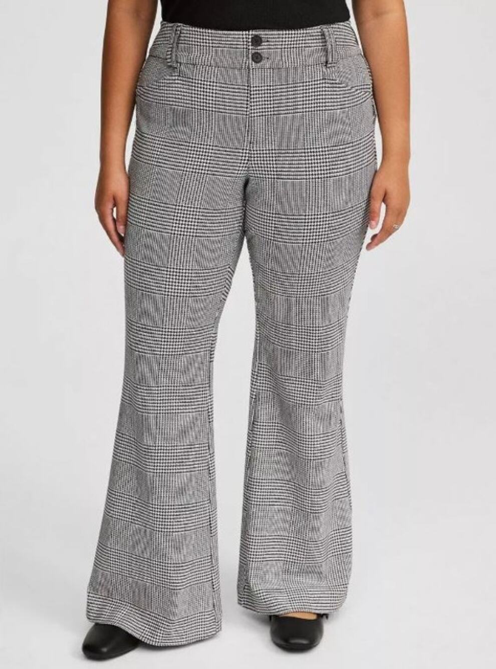 Torrid Trouser A-Line Flare Ponte Pant Women's Size 30 W Houndstooth Plus Size